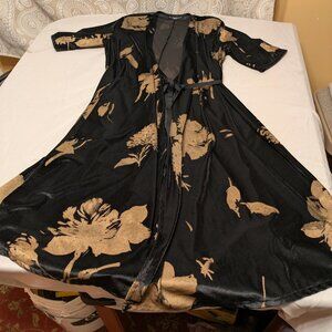 Bryn Walker Black Gold Textured Kimono Duster Jacket Small Artwear